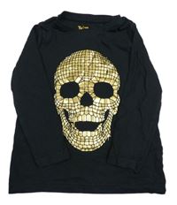 Černé triko s lebkou Tu