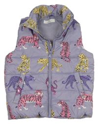 Levandulová šusťáková prošívaná zateplená vesta s šelmami H&M