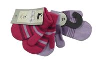 Nové - 2x pruhované palcové rukavice - malinové + lila Tu