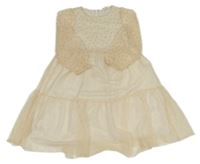 Světlebéžové puntíkaté tylové šaty H&M