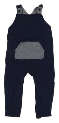 Tmavomodré laclové tepláky s pruhovanou kapsou George