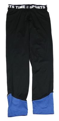 Černo-modré sportovní legíny s nápisy Active Touch