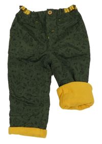 Tmavozelené šusťákové zateplené cargo kalhoty se zvířaty Ergee