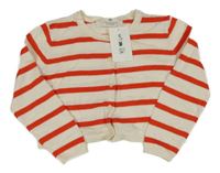 Nové - Smetanovo-červený pruhovaný propínací crop svetr H&M