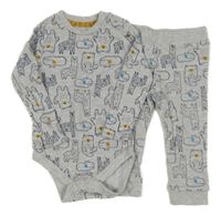 2set - Šedé body se zvířaty + tepláky F&F