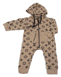 Hnědá vzorovaná kombinéza s kapucí Louis Vuitton