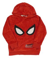 Červená chlupatá mikina se Spidermanem a kapucí H&M