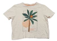 Světlerůžové crop tričko s palmou TU 