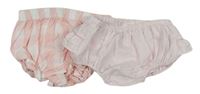 2x Růžové + růžovo-bílé kostkované kalhotky na plenky 