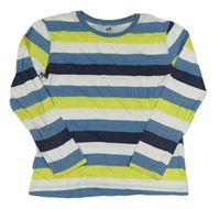 Modro-limetkovo-bílé pruhované triko H&M