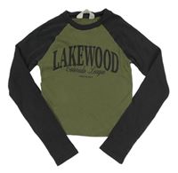 Khaki-antracitové žebrované crop triko H&M