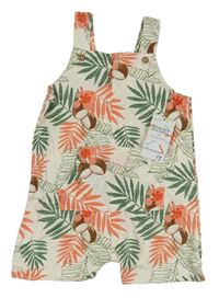 Bílý bavlněný kraťasový overal s listy Primark