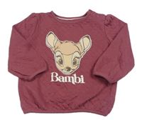 Růžová prošívaná mikina s Bambim C&A