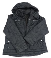 Černá šusťáková prošívaná zimní bunda s kapucí zn. M&S
