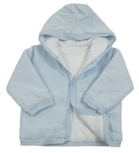 Světlemodrý propínací zateplený svetr s kapucí Dunnes