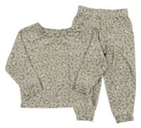 Béžové chlupaté pyžamo se vzorem Peacock