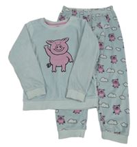 Světlemodré chlupaté pyžamo s prasátky M&S