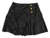 Černá koženková skládaná sukně Zara