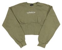 Khaki crop mikina s nápisem New Look 