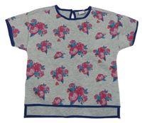 Šedé tričko s kytičkami Miniclub