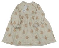 Nové - Béžové teplákové šaty s medvídky F&F