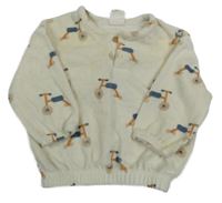 Smetanová sametová mikina s odrážedly Hema