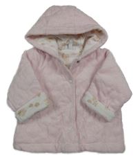 Světlerůžový sametový prošívaný zateplený kabátek s kapucí 