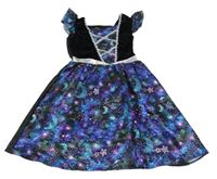 Černo-barevné saténovo/sametové šaty s vesmírem F&F