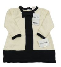 Nové - Smetanovo-černé úpletové šaty s mašlí Savannah