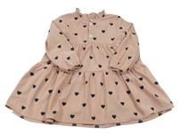 Světlerůžové žebrované šaty se srdíčky 