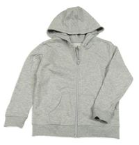 Šedá melírovaná propínací mikina s kapucí George 
