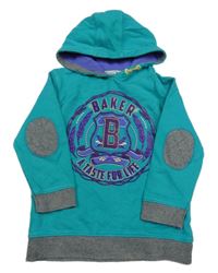 Zeleno-šedá mikina s logem a kapucí Ted Baker