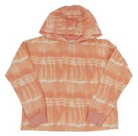 Růžovo-bílá batikovaná mikina s kapucí F&F