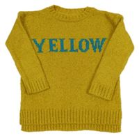 Citronový svetr s nápisem Zara