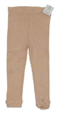 Nové - Světlerůžové žebrované pletené legíny George 