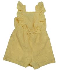 Žlutý vzorovaný kraťasový s volánky overal River Island