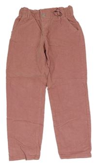 Růžové manšestrové slouchy kalhoty Denim Co. 