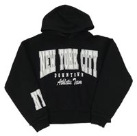 Černá crop mikina s nápisem a kapucí Matalan