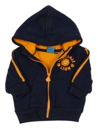 Tmavomodro-oranžová propínací mikina se lvem a kapucí Lonsdale
