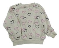 Smetanová oversize mikina se srdíčky Primark