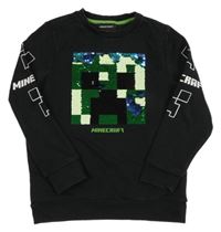 Černá mikina Minecraft z překlápěcích flitrů