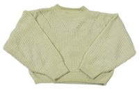 Světlezelený žinylkový crop oversize svetr H&M