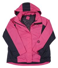 Fuchsiovo-černá šusťáková outdoorová podzimní bunda s kapucí Crivit 