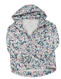 Smetanová šusťáková jarní parka s motýlky a odepínací kapucí H&M