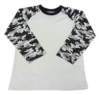 Bílo-černo-šedé army melírované triko Matalan