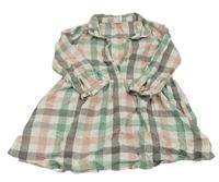 Kostkované vzorované plátěné košilové šaty H&M