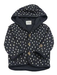 Tmavošeo-bílá vzorovaná propínací podšitá mikina s kapucí Topomino