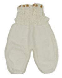 Smetanové pletené laclové kalhoty se vzorem