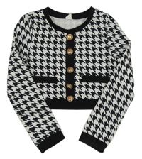 Černo-bílé vzorované slavnostní bolérko s gombíky SHEIN