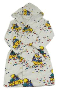 Bílý froté župan s taxi a zvířátky a kapucí 